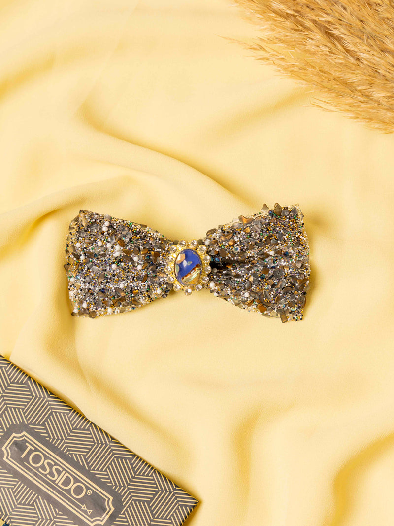 Champagne Opulence Beaded Bowtie