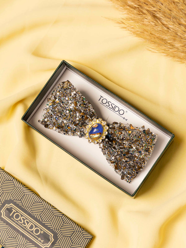 Champagne Opulence Beaded Bowtie