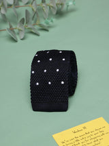 Blue Polka Silk Knitted Necktie