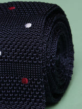Blue Polka Silk Knitted Necktie