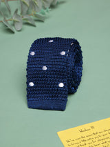 Blue Polka Silk Knitted Necktie