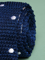 Blue Polka Silk Knitted Necktie