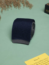 Blue Solid Silk Knitted Necktie