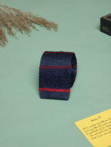 Blue Stripe Silk Knitted Necktie