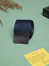 Blue & Grey Stripe Silk Knitted Necktie