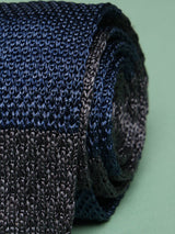 Blue & Grey Stripe Silk Knitted Necktie