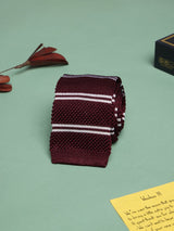 Maroon Stripe Silk Knitted Necktie