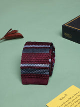 Maroon Stripe Silk Knitted Necktie