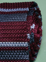Maroon Stripe Silk Knitted Necktie
