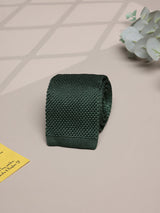 Green Solid Silk Knitted Necktie