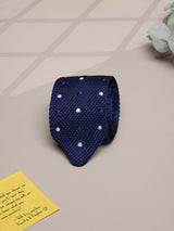 Blue Polka Silk Knitted Necktie