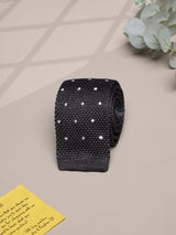 Grey Polka Silk Knitted Necktie