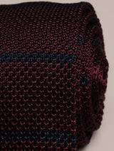 Maroon Stripe Silk Knitted Necktie