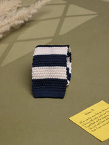 Blue & White Stripe Silk Knitted Necktie
