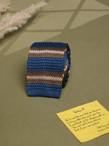 Blue & Brown Stripe Silk Knitted Necktie