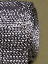 Silver Solid Silk Knitted Necktie