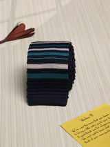 Blue Stripe Silk Knitted Necktie