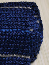 Blue Stripe Silk Knitted Necktie