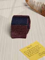Blue & Brown Stripe Silk Knitted Necktie