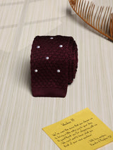 Maroon Polka Silk Knitted Necktie