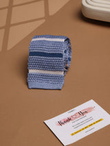 Blue Stripe Silk Knitted Necktie