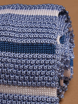 Blue Stripe Silk Knitted Necktie