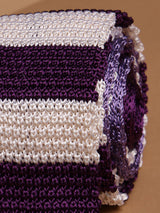 Purple & Cream Stripe Silk Knitted Necktie