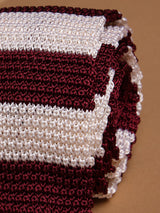 Maroon & Cream Stripe Silk Knitted Necktie