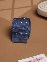 Blue Polka Silk Knitted Necktie