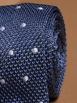 Blue Polka Silk Knitted Necktie