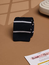 Blue Stripe Silk Knitted Necktie
