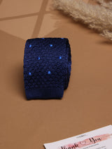 Blue Polka Silk Knitted Necktie