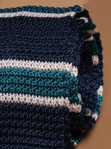Blue Stripe Silk Knitted Necktie