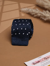 Blue Polka Silk Knitted Necktie