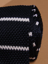 Blue Stripe Silk Knitted Necktie