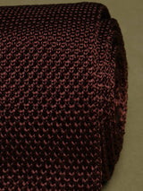 Brown Solid Silk Knitted Necktie