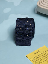Blue Polka Silk Knitted Necktie