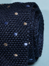 Blue Polka Silk Knitted Necktie