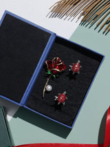 Red Brooch and Cufflink Gift Set