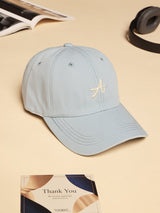Powder Blue A Embroidered Baseball Cap