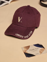 Burgundy V Embroidered Baseball Cap