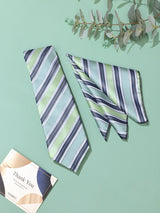 Green Stripe Necktie & Pocket Square Giftset