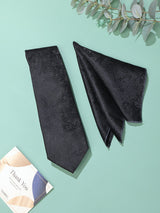 Black Floral Necktie & Pocket Square Giftset