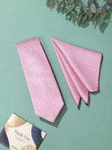 Pink Geometric Necktie & Pocket Square Giftset