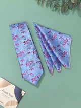 Blue Floral Necktie & Pocket Square Giftset