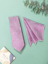 Pink Floral Necktie & Pocket Square Giftset