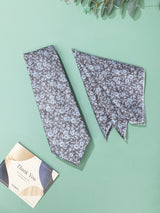 Grey & Blue Floral Necktie & Pocket Square Giftset