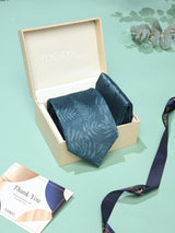 Teal Floral Necktie & Pocket Square Giftset