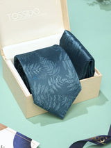 Teal Floral Necktie & Pocket Square Giftset