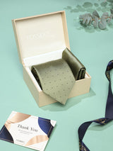 Green Geometric Necktie & Pocket Square Giftset